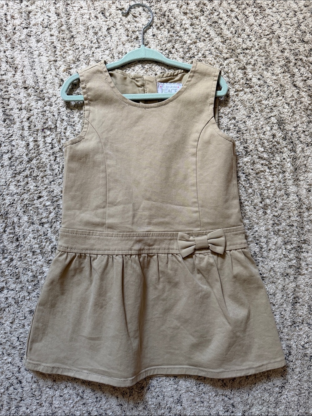 The Children's Place Khaki Bow-Detail Sleeveless Dress